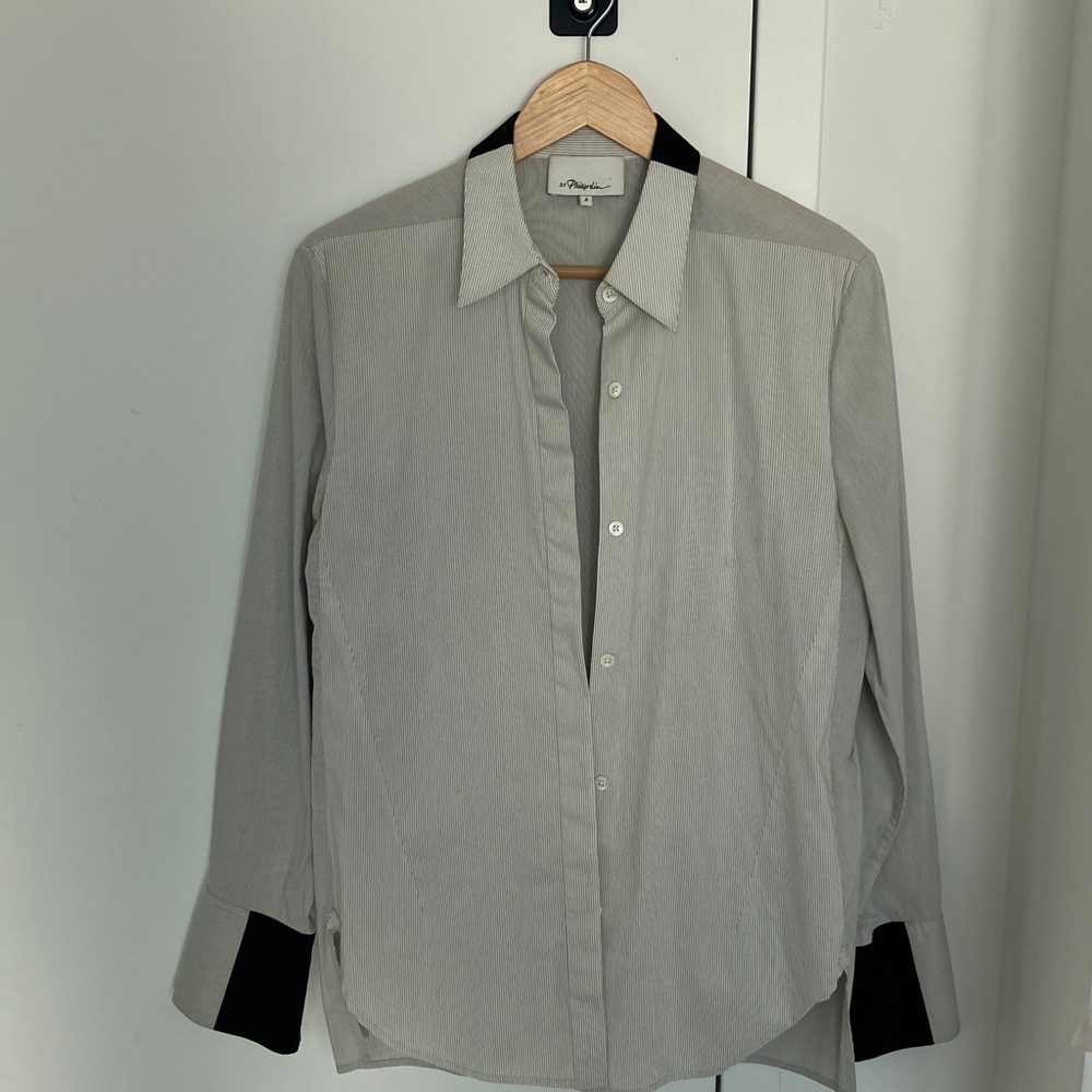 3.1 Phillip Lim white  and Black pin strip Dress Shirt